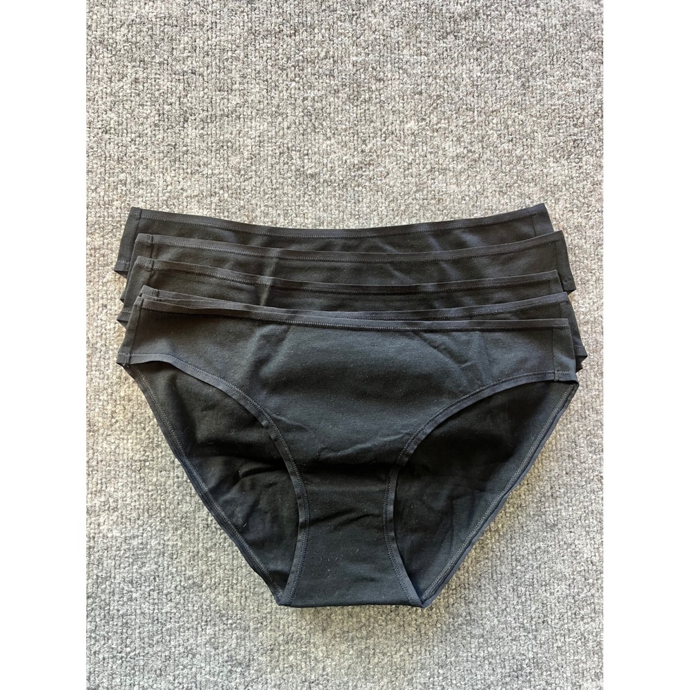 Quince Bikini Underwear Womens Medium Black New 3 Pack Organic Cotton Stretch